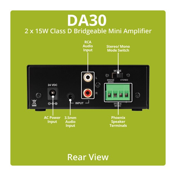 Main product image for Dayton Audio DA30 2x15W Class D Bridgeable Mini A 300-330